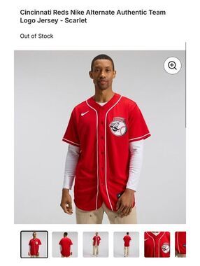 Cincinnati Reds Nike Alternate Authentic Team Logo Jersey - Scarlet